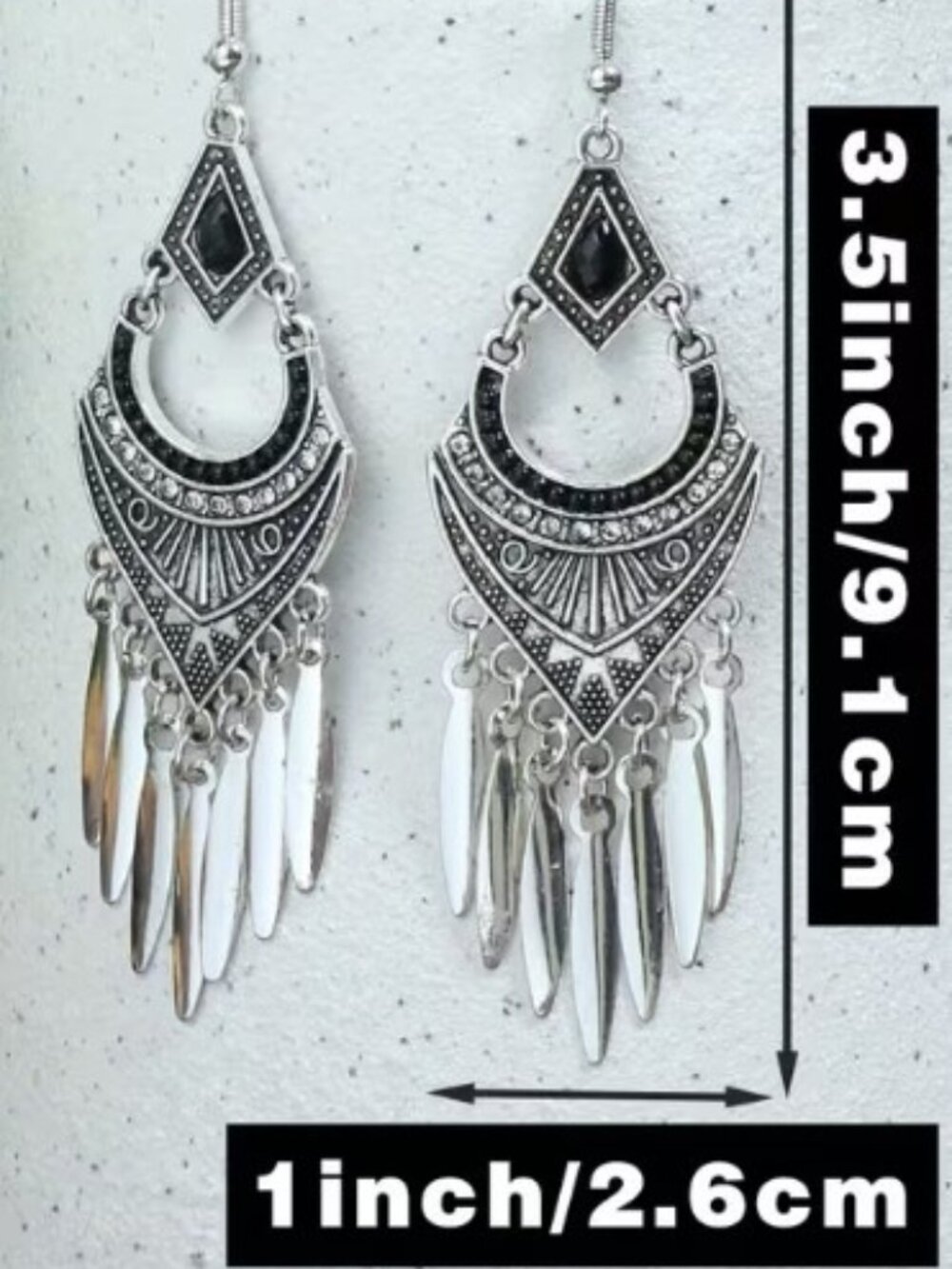 Vintage-Plated Silvertone Color Dangle Earrings White K Plating Fishhook - Picture 2 of 7